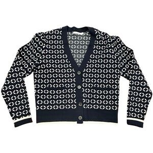 Unsubscribed Geometric Pattern Button-Front Cardigan | Size XS